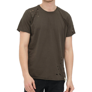 Camisetas de hombre vintage con lavado ácido, rasgadas y desgastadas, de corte oversize, 2025, al por mayor, personalizadas, 100% algodón, manga corta, transpirables, de secado rápido - Product Image 1