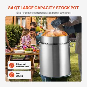 Pentola Grande in Acciaio Inox da 84 Qt con Coperchio a Cestello e Manico - Qualità Commerciale Resistente - Product Image 2