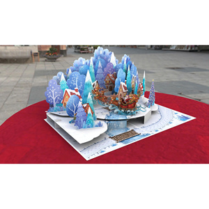 Tarjeta de Felicitación Navideña 3D Premium, Tarjeta Artesanal de Papel Personalizada con Diseño de Pueblo Invernal, Trineo de Santa Claus y Ángel - Product Image 4
