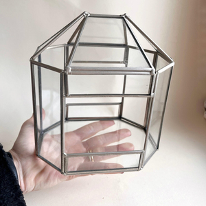 Terrarium mural moderne en métal et verre avec finition argentée brillante, forme sphérique, haute qualité, pour la décoration de table à la maison - Product Image 3