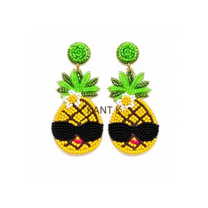 Handmade Beaded Palm Tree Earrings for Women Tropical Seed <b>Bead</b> Statement Drop Earrings Beach Vacation Boho Summer Jewelry - Product Image 3