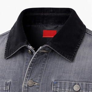 <b>Men</b>’s Vintage <b>Denim</b> Workwear <b>Jacket</b> Corduroy Collar Button Front Casual Streetwear Jean <b>Jacket</b> OEM ODM - Product Image 4