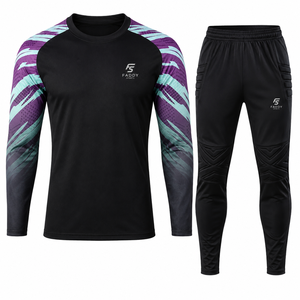Ensemble d'uniformes de gardien de but de football personnalisés professionnels avec protection rembourrée, maillot et pantalon d'entraînement de gardien de but, vêtements de sport - Product Image 1