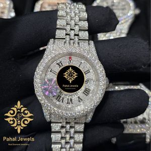 นาฬิกาเพชรสำหรับผู้หญิงสุดหรูจาก Pahal Jewels ตัวเรือนสแตนเลสทรงกลมขนาด 40 มม. ระบบควอตซ์แบบอนาล็อก สายแบบพับได้ - Product Image 5