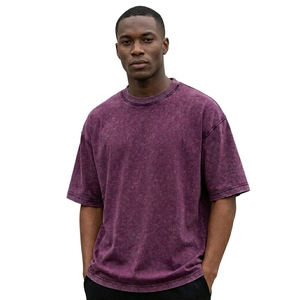 T-shirt unisexe en coton épais délavé à l'acide, style Hip Hop, coupe oversize, effet vintage, personnalisable avec logo, streetwear, 250 GSM, vierge - Product Image 1