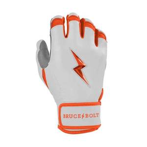 Bruce <b>Bolt</b> White Orange Batting Gloves Padded <b>Hook</b> And Loop Closure Unisex Adult Training Glove - Product Image 4