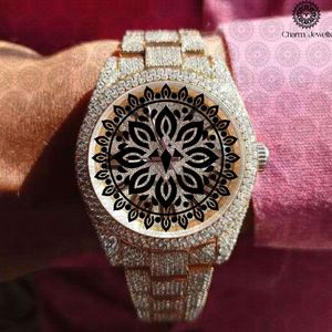 Montre de luxe pour homme Charm Jewells, acier inoxydable, lunette sertie de diamants, mouvement mécanique analogique, date automatique, boîtier 40 mm, 10 bars - Product Image 5