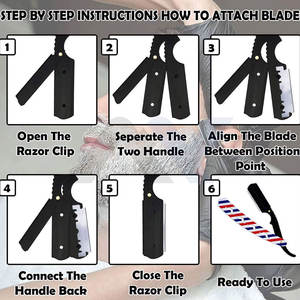 Rasoir à lame droite en acier inoxydable sur mesure pour hommes, manche recouvert de papier, rasoir de barbier pour le soin du visage et du corps - Product Image 4