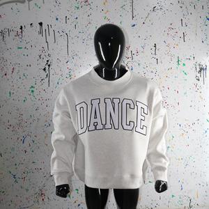 Sweat-shirt à col montant gris cendré DANCE, 100% coton, avec broderie appliquée, col large, info.clushsports - Product Image 3