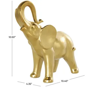 Figurine d'éléphant en laiton plaqué or, polie, décoration Feng Shui pour la maison, sculpture 3D - Product Image 3