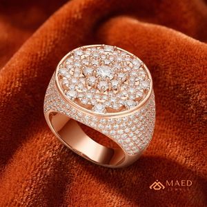 <b>Mens</b> Rose Gold Tone Moissanite Signet <b>Ring</b> Luxury Hip Hop Statement Jewelry Gift <b>for</b> Stylish <b>Men</b> Urban Style Daily Wear - Product Image 4