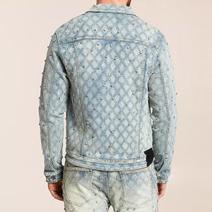 New Fashion Casual Winter High Street Men's Denim <b>Jackets</b> with Customized Color & Logo OEM Service Men's Denim <b>Rhinestone</b> <b>Jacket</b> - Product Image 2