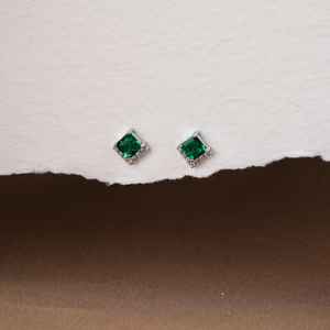 Pendientes de Esmeralda Genuina de 0.31 Ct, Esmeralda Real de Laboratorio, Plata de Ley, Joyería de Esmeralda, Regalos de Aniversario y Cumpleaños para Ella - Product Image 1