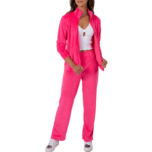 Custom Made Winter Solid Women's Eco-Friendly Fleece Sweatsuits Premium <b>Velour</b> Fabric OEM Service ODM Design - Product Image 3