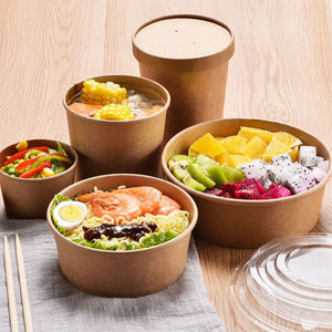 Nouveauté 2025 – Bols jetables écologiques en papier kraft avec couvercle, finition mate, logo personnalisé pour soupes chaudes, nouilles et emballages alimentaires - Product Image 3