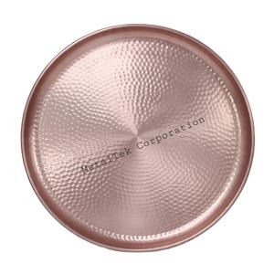 Plateau rond artisanal de luxe multicolore en or rose, polyvalent, chic, décoratif, en métal, tendance, moderne, idéal pour les mariages et les hôtels - Product Image 1