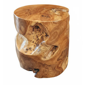 Mesa Auxiliar Redonda Escultural de Raíz de Teca Auténtica Exótica Vintage, Mueble Funcional y Estético, Mesita de Noche, Mesa Esquinera - Product Image 5
