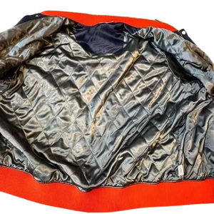 Chaqueta Varsity de Satén con Mangas de Cuero, Estilo Urbano Hip Hop, Bordado Personalizado, Transpirable, Tallas Grandes - Product Image 5