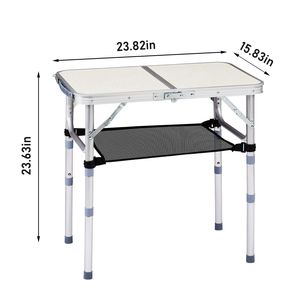 Tavolo da campeggio e picnic pieghevole in alluminio da 60 cm, 3 altezze regolabili, portatile e leggero per patio e esterni - Product Image 6