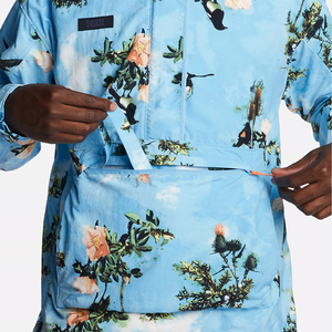 Custom Hooded Front Logo 100% Polyester <b>Canvas</b> Coach <b>Jackets</b> <b>Men's</b> Winter Season High Quality OEM Service Floral Pattern Pockets - Product Image 4