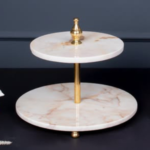 Aluminum Handle Decorative Dessert Display Tower For Birthday Parties 2-Tier Mango Wood <b>Cake</b> <b>Stand</b> With Elegant Silver Floral - Product Image 3
