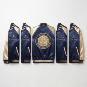 Wholesale Satin Bomber Jacket Yellow Brown Scorpion Embroidered Varsity <b>Coat</b> Front Zip Outerwear Direct Factory - Product Image 5