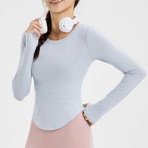 T-shirts de sport hautement élastiques avec logo personnalisé, hauts d'entraînement à manches courtes, crop top de gym sans coutures, t-shirt de yoga fitness pour femmes - Product Image 4