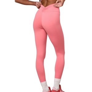 Women's Pink Contour Legging High Rise Stretch Fitness <b>Tights</b> Seam Detail Workout Pants Gymwear Activewear Fashion Wear - Product Image 6