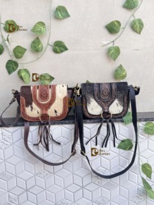 Sac à bandoulière en cuir repoussé à la main en fourrure de vachette véritable sculpture sacs bohème nouveau concepteur sacs de vente chaude pour les femmes - Product Image 5