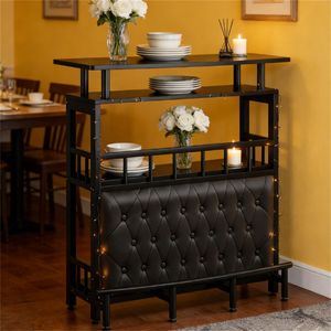 Home <b>Bar</b> <b>Table</b> with Storage Dining <b>Table</b> and <b>Bar</b> Cabinets for Kitchens and Dining Areas - Product Image 2