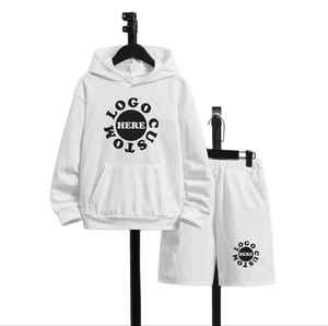 New Fashion Men Autumn Vintage 100% Cotton Custom Made Two-Piece Hoodie Shorts <b>Set</b> Casual Quick Dry Custom Logo - Product Image 5