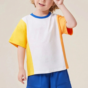 Camisetas para niños de algodón 100% de fábrica, estilo casual personalizado, multicolor, holgadas, de manga caída. - Product Image 2