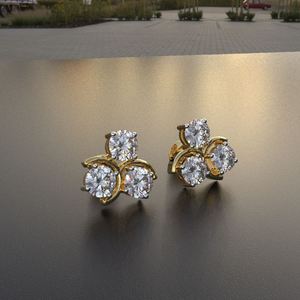 Elegantes Pendientes Redondos de Diamantes Cultivados en Laboratorio, Certificados por IGI, Color D E F, Claridad VVS VS, Oro, Oro Rosa, Oro Blanco, Plata para Mujer - Product Image 1