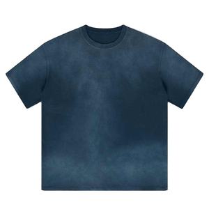 T-shirt Homme Personnalisé Col Rond Coupe Boxy 100% Coton Manches Courtes Oversize avec Effet Délavé Épaules Tombantes Motif Uni Vente en Gros - Product Image 3