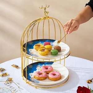 Soporte para Pastel de Alambre de Hierro Simple, Ecológico, Hecho a Mano, Fácil de Limpiar, Estante de Exhibición para Mesa, Plato para Postres de Té de la Tarde, Buffet, Boda - Product Image 6