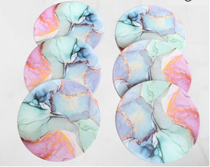 <b>Marble</b> <b>Coasters</b> for Drinks Geode Style Agate Large Absorbent Stone Water Absorbing for Glass Wooden Tabletops - Product Image 3