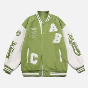 Veste universitaire personnalisable pour homme à manches longues avec broderie chenille en tissu de laine, streetwear d'hiver, col montant, coupe-vent - Product Image 3