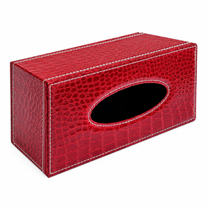 Boîte à mouchoirs en cuir tissé de luxe personnalisée, motif quadrillé, en similicuir, porte-serviettes décoratif, distributeur pour hôtel - Product Image 6