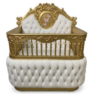 Cot Nursery <b>Gold</b> <b>painted</b> solid carved mahogany made in Indonesia custom WT564 - Product Image 1