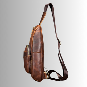 Bolso Bandolera de Cuero Marrón Genuino de Alta Calidad para Hombre - Product Image 3