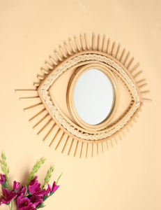 Vietnam Modern Rattan Floral Round <b>Mirror</b> Handmade <b>Wall</b> Decor - Product Image 2