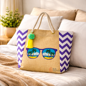 กระเป๋าผ้าปอกระเจาเคลือบ LD |   กระเป๋าหิ้วทรงสวยรักษ์โลก Juco Gusset พร้อมหูหิ้วเชือก พิมพ์ลายสวยงาม เหมาะสำหรับการเดินทางไปเที่ยวชายหาด - Product Image 4