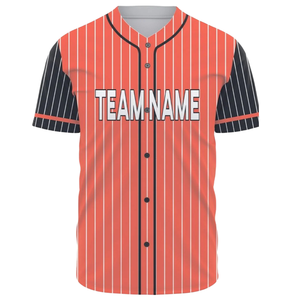 Camiseta de Béisbol Personalizada para Hombre, con Rayas Naranjas, con Botones, Transpirable, Uniforme de Softbol, Camiseta Deportiva para Equipos - Product Image 2