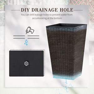 Juego de 3 macetas grises de plástico estilo ratán de 24 pulgadas de altura con orificios de drenaje - Product Image 6