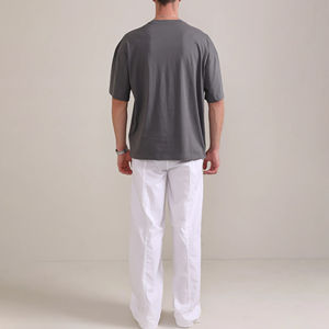2026 Ballot de vêtements usagés, T-shirt oversize pour hommes grands et robustes, uni, à manches courtes, respirant, 100% coton - Product Image 5