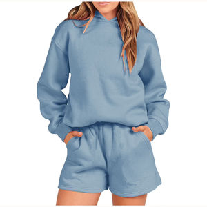 Vêtements pour femmes, sweat-shirt court à capuche, pantalon de jogging ample à jambes larges, ensemble 2 pièces, tenue décontractée, vêtements de sport - Product Image 6