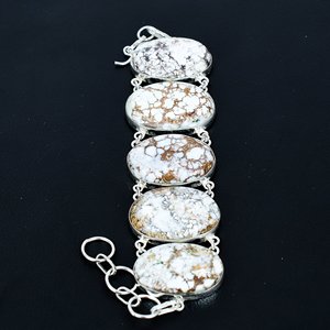 Pulsera de mujer de caballo silvestre natural con cabujón de piedra preciosa natural, chapado en plata de ley 925, piedra de nacimiento, regalo de joyería para fiesta - Product Image 2