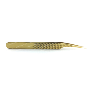Pinzas para pestañas de acero inoxidable sostenibles japonesas sólidas de Plasma dorado probadas a mano 2025, pinzas para extensión de pestañas con agarre de diamante - Product Image 2