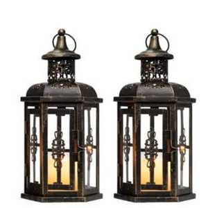 Juego de 2 Portavelas Negros de Acero Inoxidable, con Maestros Detalles Metálicos Hechos a Mano, para Decoraciones de Eventos Refinados - Product Image 1