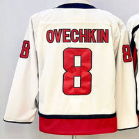 Jersey Hoki Pria Jahitan Pabrikasi, Bernapas, Cetak Transfer Panas, Nama Tim Kustom Alexander Ovechkin, 100% Poliester